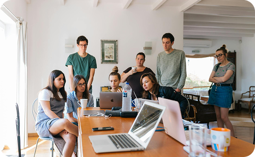 A collaborative team working together